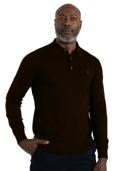 Pringle Gary Merino Knitwear Brown Golfer Sweater