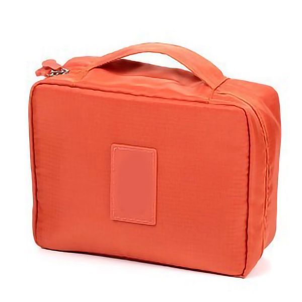 Makeup Cosmetic Storage Bag Oxford Fabric Handle Zipper Closure Orange