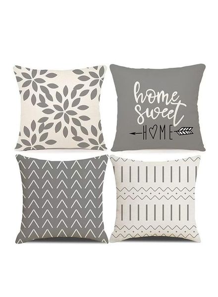 Pillow Covers Set 45 x 45 cm Linen Cushion Case Modern Sofa Throw - Set of 4