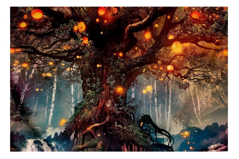 3D Printed Wall Hanging Flannel Tapestry - Luminous Tree - Home Decor