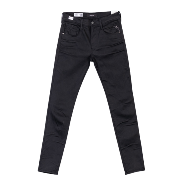 Replay Men's Black Waxed Hyperflex Jean- Skinny