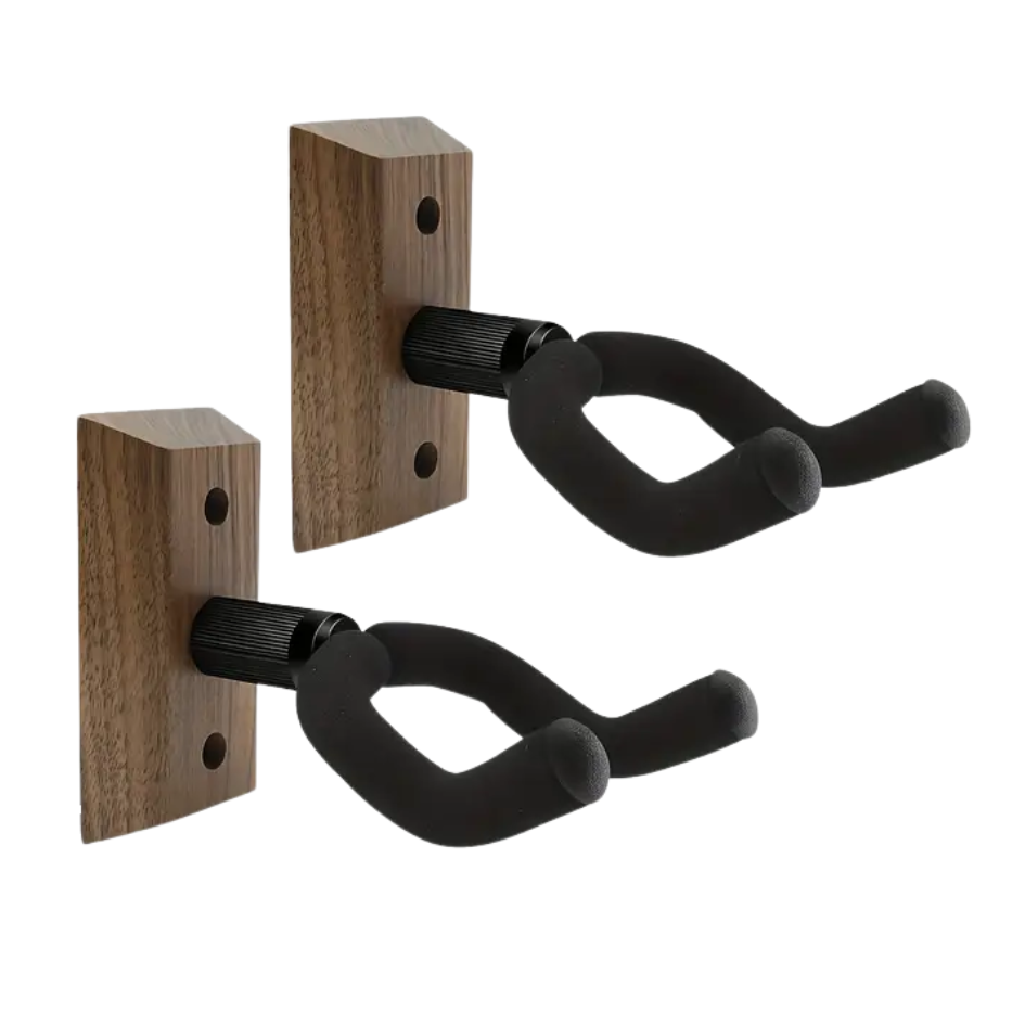 Bestby - Solid Walnut Wood Wall-Mounted Guitar Hanger (Set of 2 )