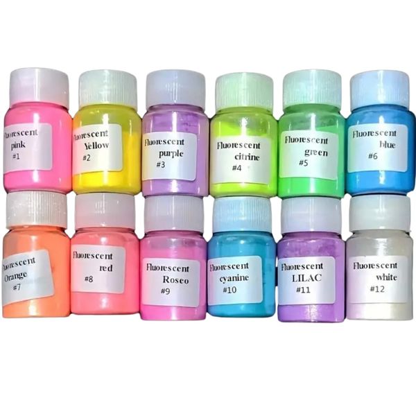 Bright Fluorescent Resin Mica Pigment Set - 12 Colours by Odeur Parfum