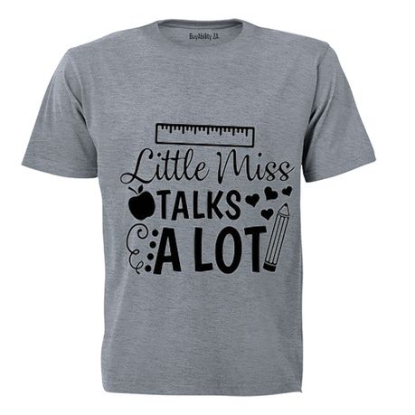 Little Miss Talks A Lot - Kids T-Shirt - Grey