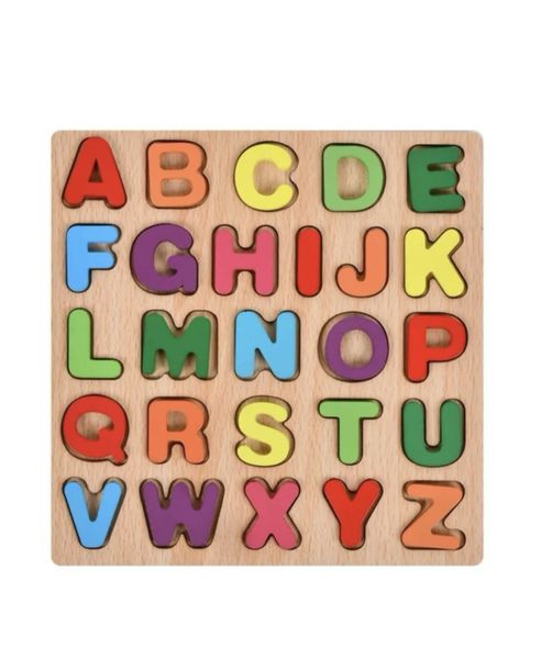26-Pieces of 3D Wooden Alphabet Puzzle Block Toy