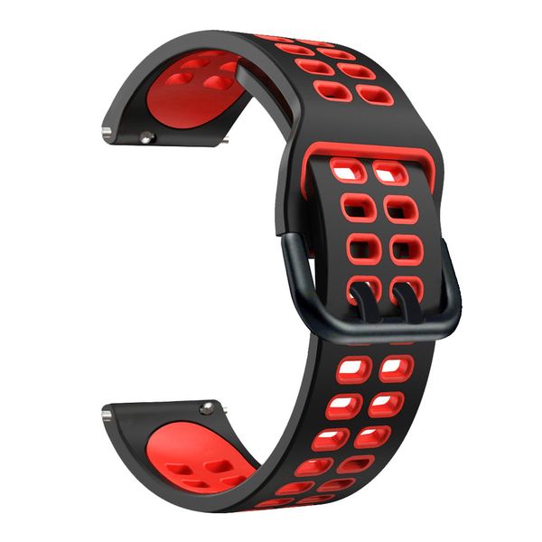 22mm Sports Strap Compatible with Samsung/Huawei/Garmin - Black/Red
