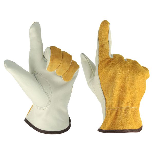Tan L Size Genuine Leather Garden Gloves