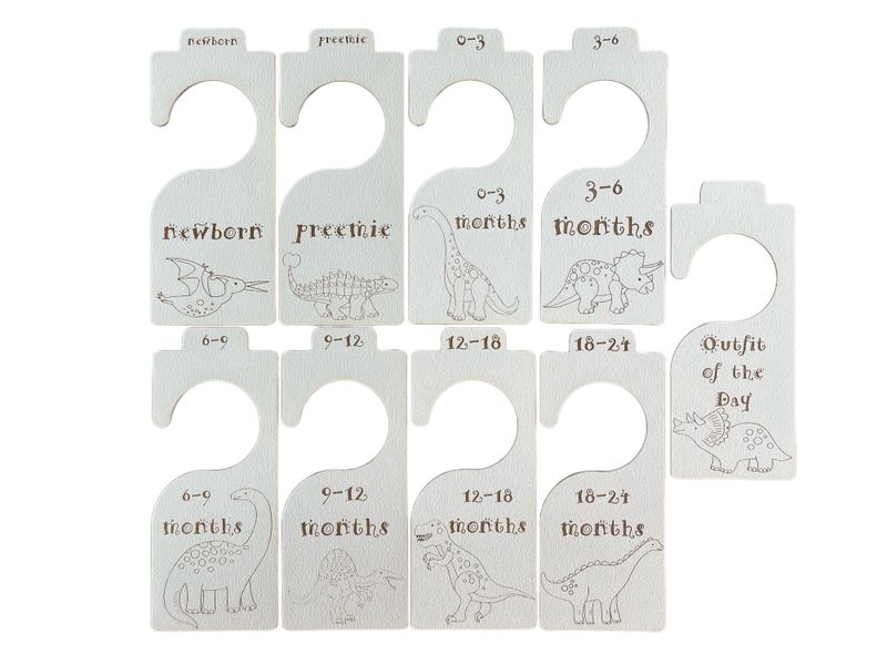 9 Pack Large Dinosaur Themed Closet Divider Organizer Baby Clothes Gift Shower