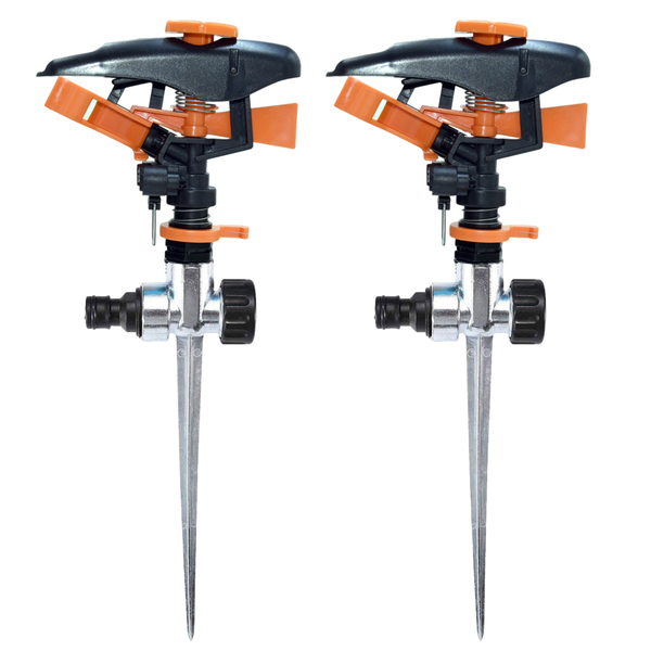 2 Pack Pulsating Sprinkler Rotating Sprayer with Metal Spike for Irrigation
