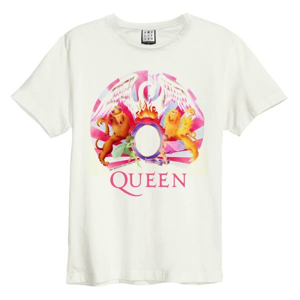 Queen - Night At The Opera Crest Amplified Vintage White Small T Shirt
