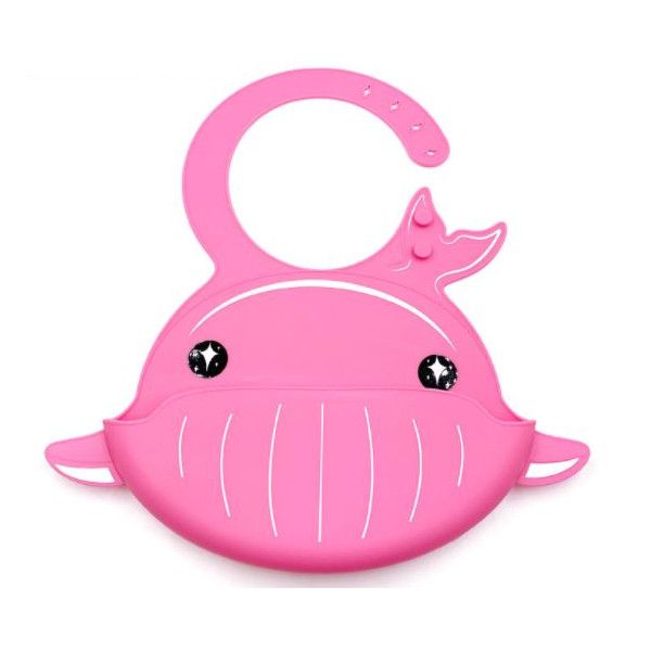 Olive Tree - Waterproof Silicone Bib for Babies &amp; Toddlers - Pink Whale