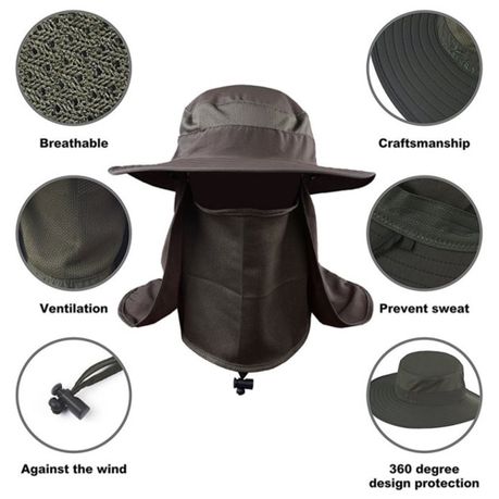 Sun Hat Wide Brim Mesh Fishing Bucket Hat with Neck Flap Outdoor Activities  UV Protecting (Green): Buy Online at Best Price in UAE 