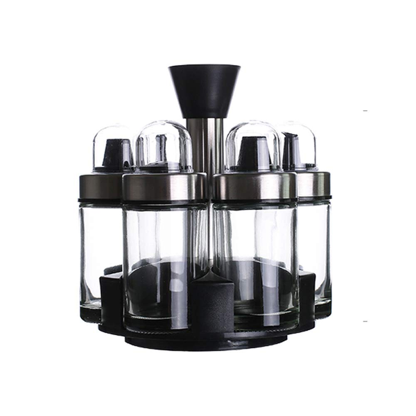 CTS - 6 Piece/ Set Glass Spice Jar 360 Rotating Seasoning Box -Set A