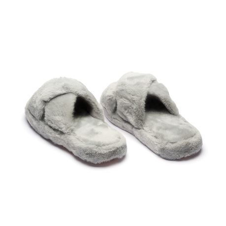 Ladies Fluffy Criss Cross Slippers UFC Shop Today. Get it