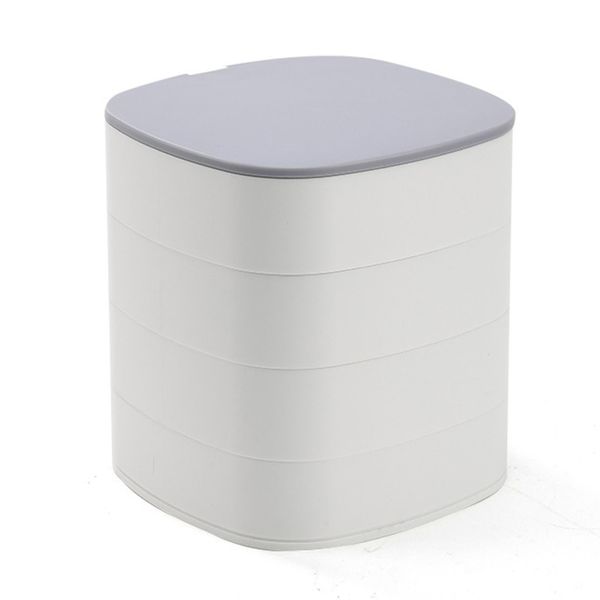 4 Layer Rotary Jewelry Storage Box with Mirror Lid