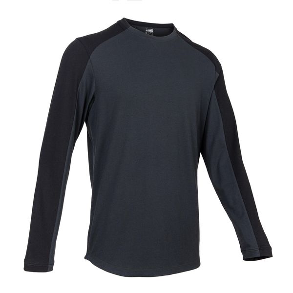 Domyos Men's Long-Sleeved Fitted-Cut Crew Neck Cotton Fitness T-Shirt 520 - Carbon Grey