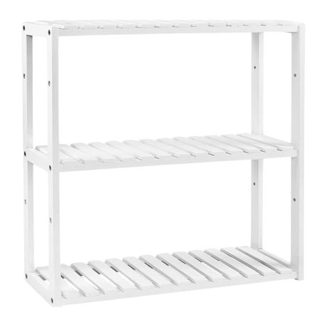 Songmics 3-Tier Bamboo Storage Shelf - White Image