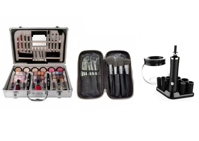 Professional Complete Makeup Kit - Large Palette Brushes &amp; Brushes Cleaner