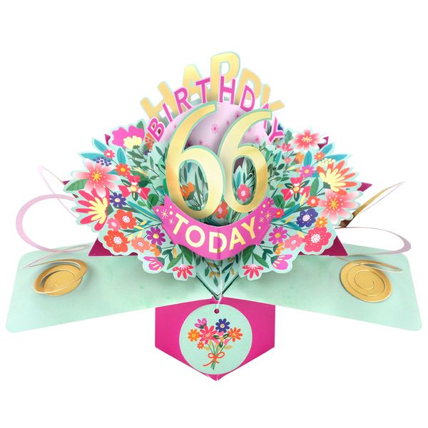 Happy 66th Birthday 3D Pop Up Card - Female
