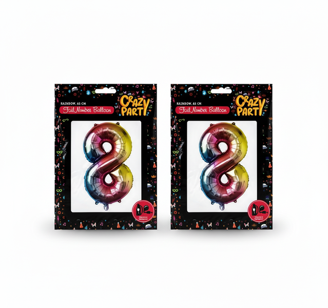 Crazy Party Helium Foil Rainbow Balloons 65cm - Festive Party - 2 Pack