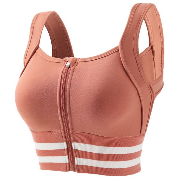 Sport Bra Fitness Bra Padded Zip Up Yoga Gym Workout Tank Top Bra for Woman