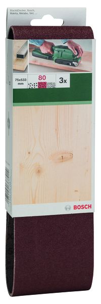 Sanding Bel Red Quality for Belt Sanders, 75 X 533mm, 80, 3 Piece