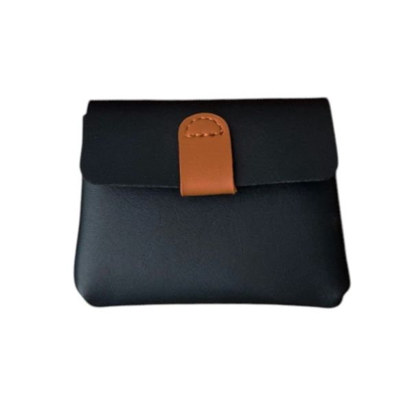 Lightweight Magnetic Button Closure Mini Coin Purse - Black/Brown