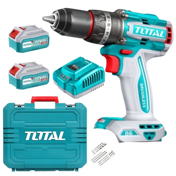 Total Tools - Cordless Impact Drill (86Nm) with 2 x 4Ah Batteries &amp; Charger