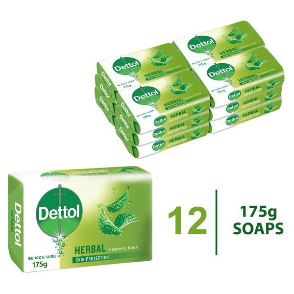 Dettol 12x175g, Hygiene Bay Soap, Hand &amp; Body, Herbal