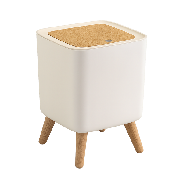 Nordic Style 7L Waste Bin with Legs | Square Trash Can with One-Touch Lid
