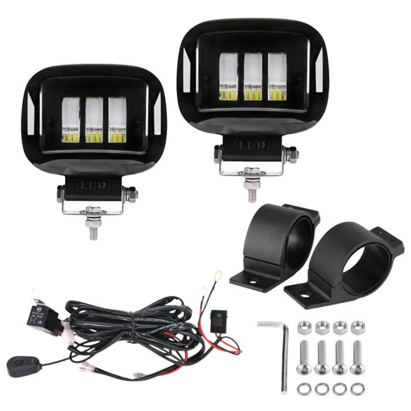 30W LED Spotlight Kit with Brackets &amp; Wiring Harness | 15000LM | 6000K