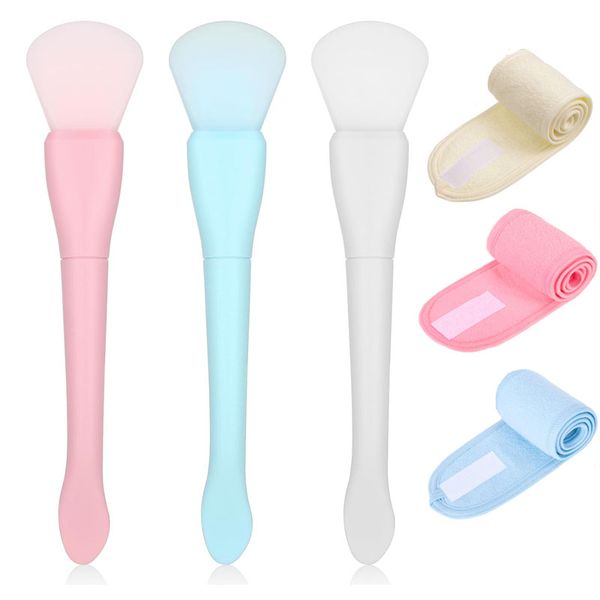 Silicone Face Mask Brush Applicator with Facial Headband Head Wrap