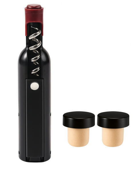 Wine and Beer Opener with 2 reusable Wine Stoppers Set