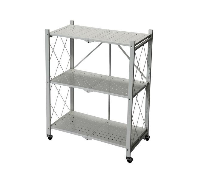 Fine Living Foldable Storage Rack White Metal 3 Layer