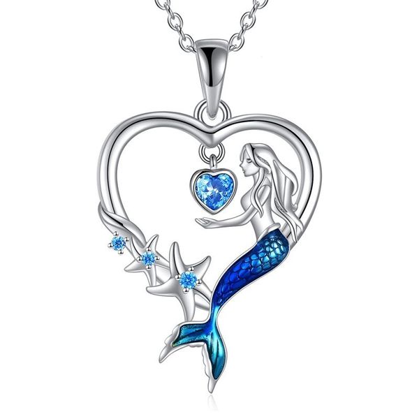 Blue Mermaid Pendant Necklace