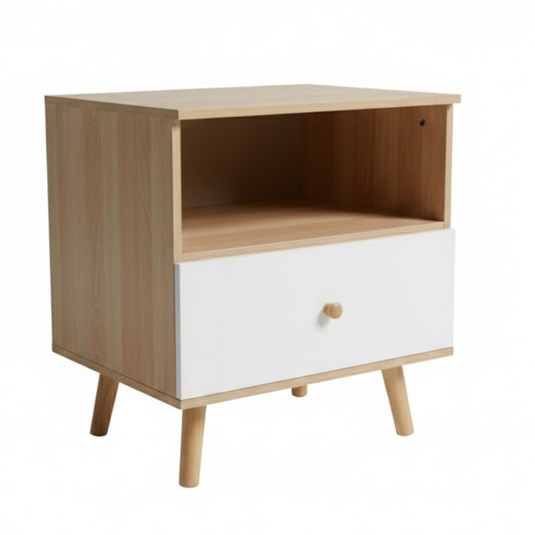 Single Drawer Wooden Bedside Table For Bedroom+ Stroage -7004