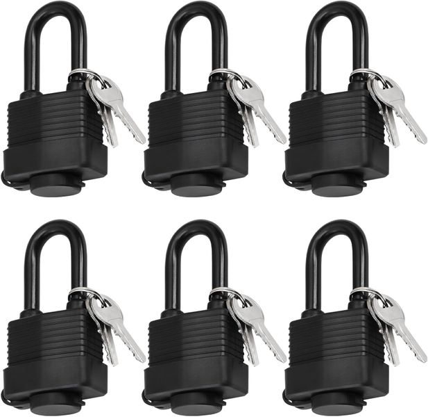 6 Set Waterproof Heavy-Duty Outdoor Padlock Laminated Steel Lock Set