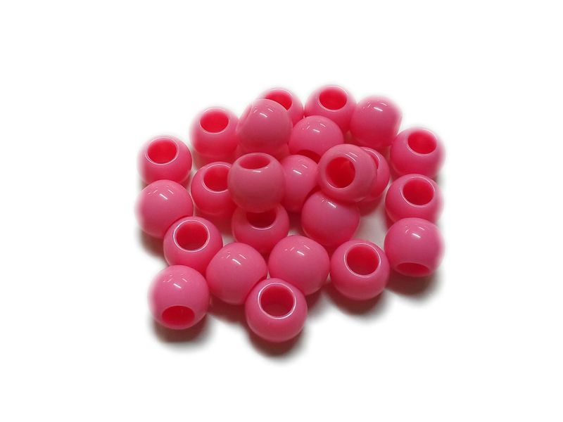 BEAD COOL - Plastic Bead Big Hole -Magenta -160pcs (Dia 16mm with 7mmHole)