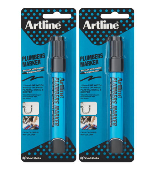 Artline Plumbers Marker Black - Pack of 2