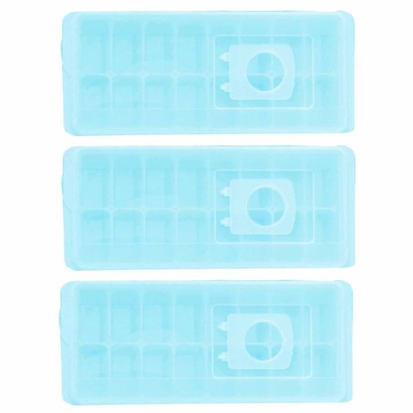 MyKitchen 16 Ice Cube Molds Plastic Ice Trays With Refill Lids Bundle of 3