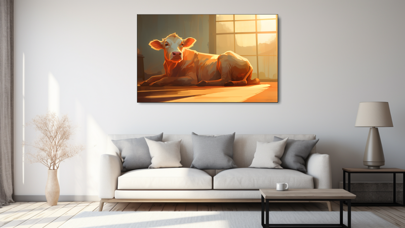 Canvas Wall Art - Cow in Repose Abstract - HD0266