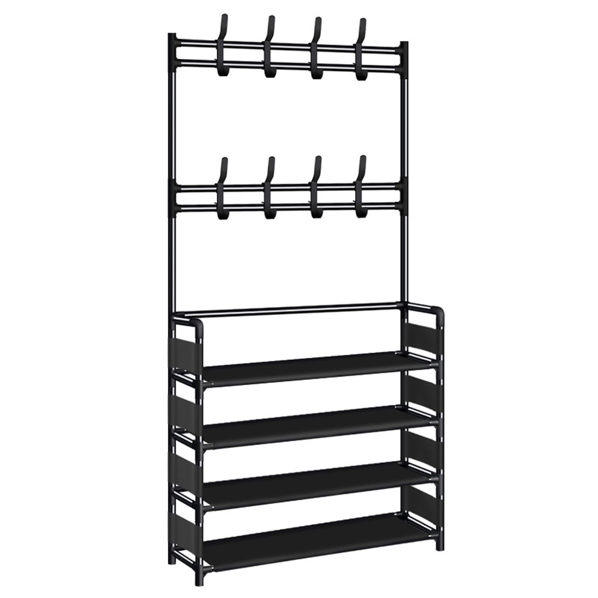 Shoe Racks Organizers 4-layer Shoe Rack with 8 Hooks