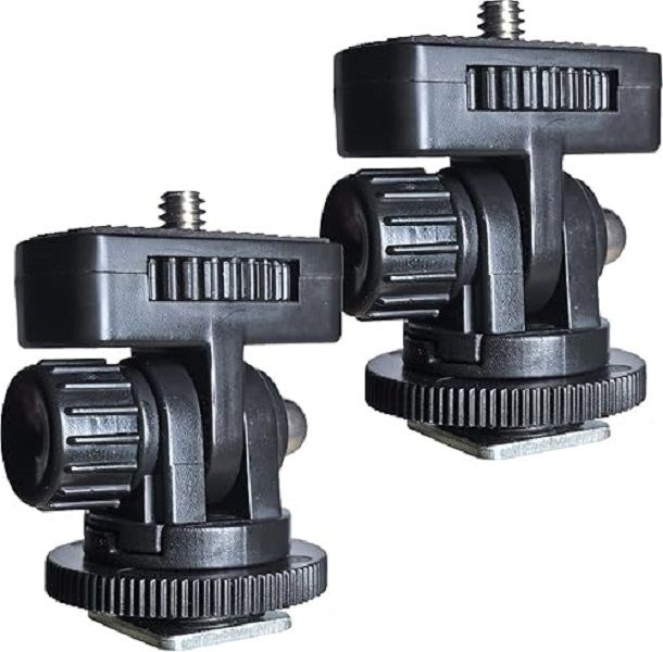 2 Pieces Hot Shoe Mount Tripod Head W/ 1/4" Screw for Camera, LED