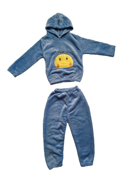 Duck Kid's Winter Polyester Fleece Hooded Pyjamas