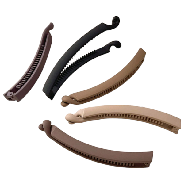5-Piece Matte Textured Sleek Elongated Hair Claw Clips - Multicolor