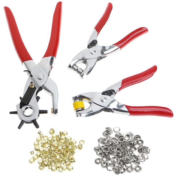 Craft Revolving Leather Hole Punch Plier Grommet Kit With Snaps &amp; Eyelets