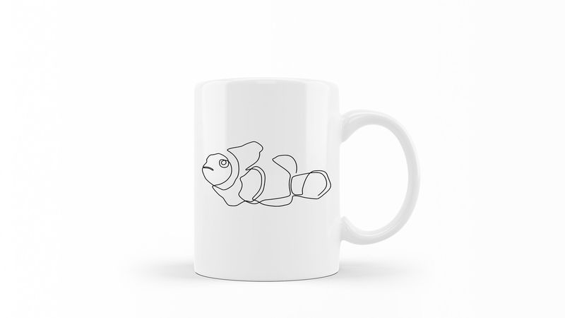 Designer Line Art Coffee Mug - Clownfish