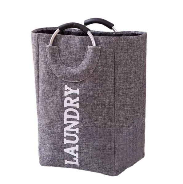 Letter Graphic Laundry Hamper Bag with Handles Foldable Clothes Basket 50CM