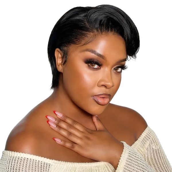 Brseilienne Brazilian Straight Pixie Wig With 13x4 Frontal Glueless