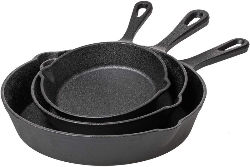 Blackwell Cast Iron Pan Set - 3-Piece Cookware, Heavy-Duty Frying Pans